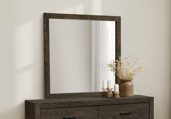 Oak wall mirror rustic finish bedroom set