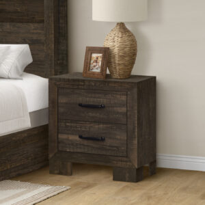 Oak 2 drawer nightstand rustic finish bedroom set
