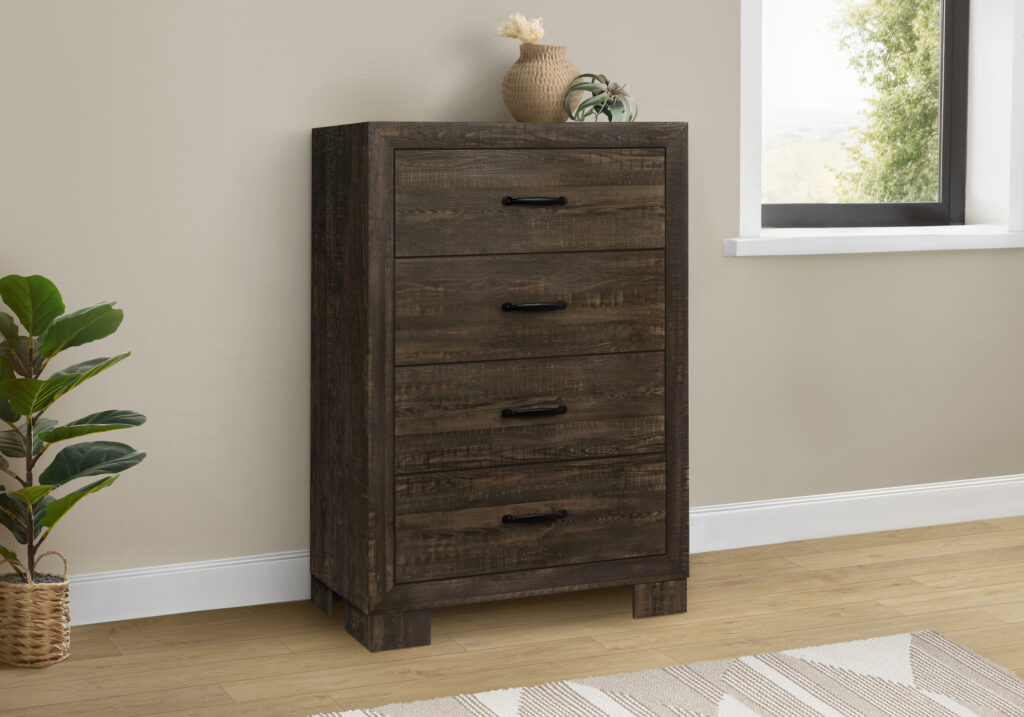 Oak 4 drawer chest rustic finish bedroom set