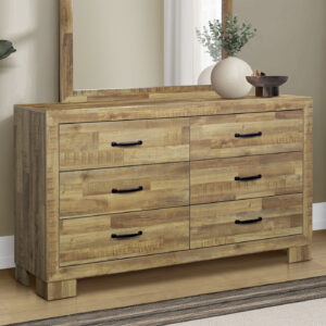 Medium oak 6 drawer dresser finish bedroom set
