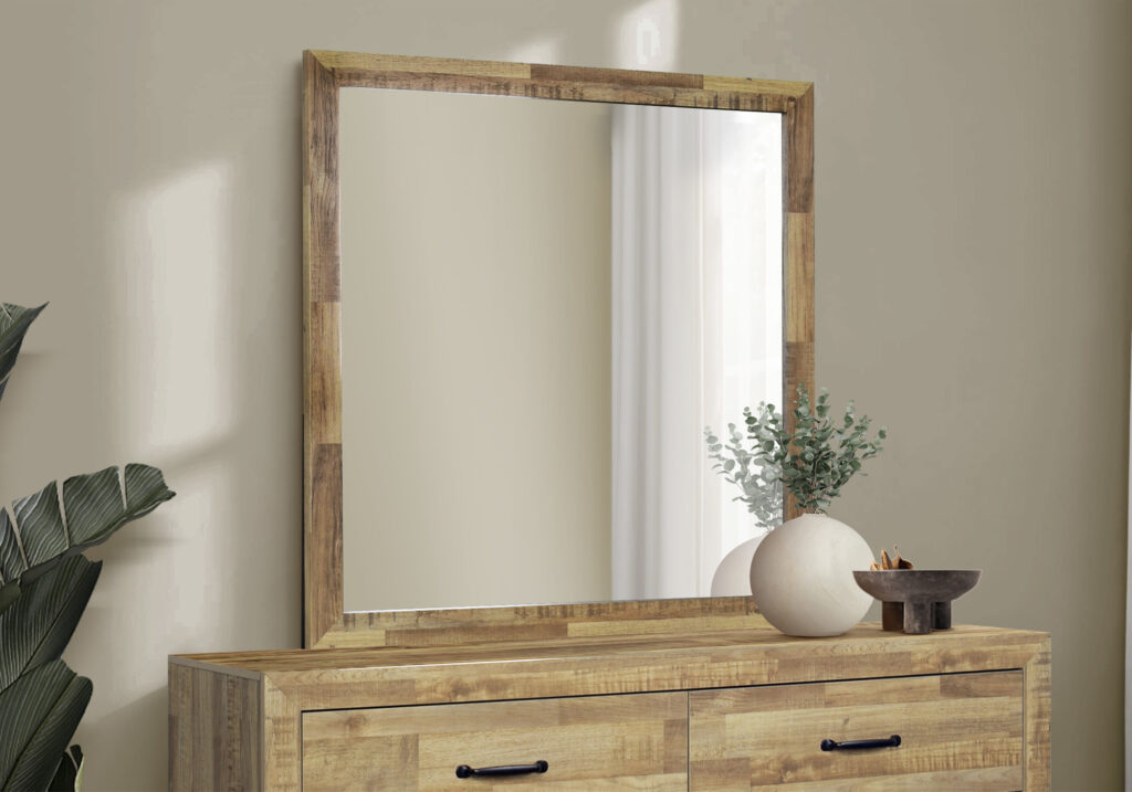 Medium oak wall mirror finish bedroom set