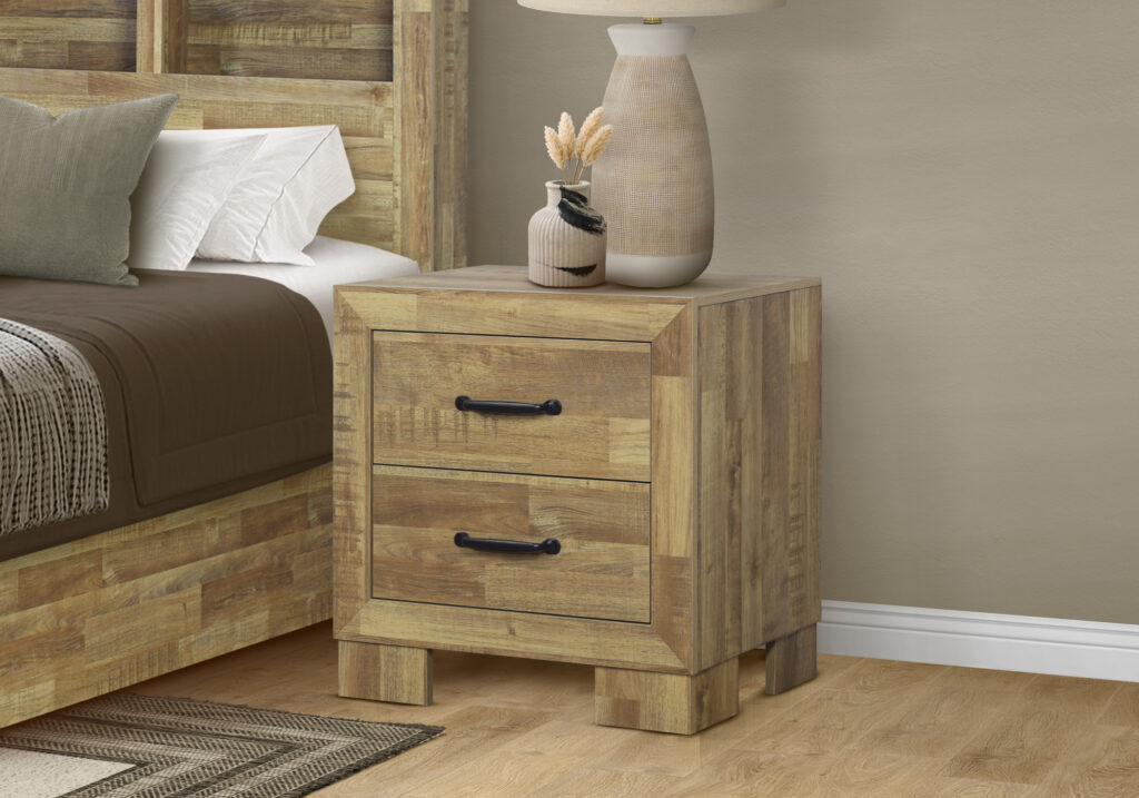 Medium oak 2 drawer nightstand finish bedroom set