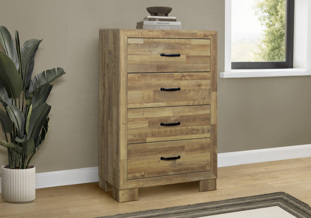 Medium oak 4 drawer chest finish bedroom set
