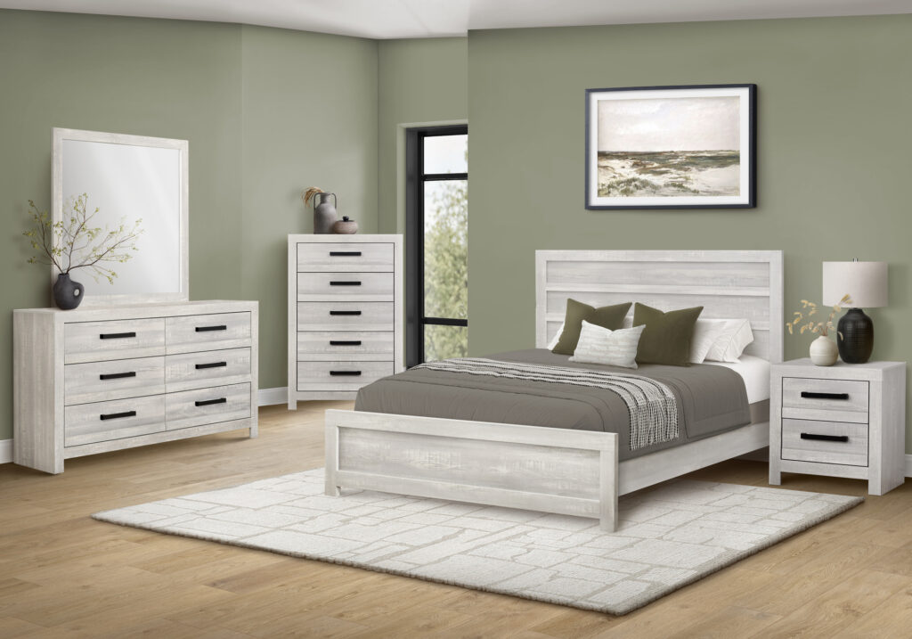 Grey queen bed reclaimed bedroom set