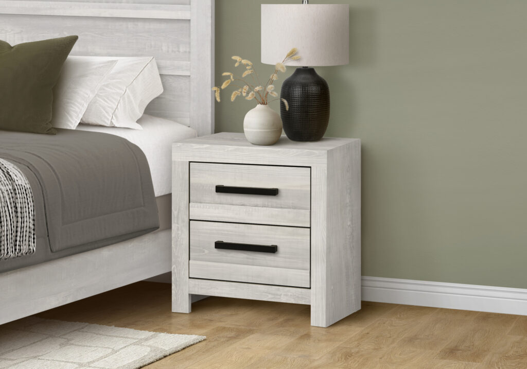 Grey 2 drawer nightstand reclaimed bedroom set