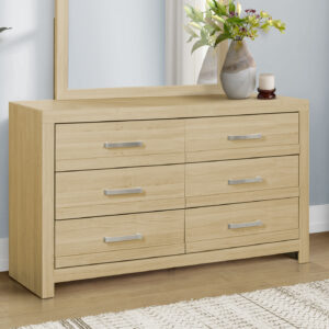 Natural 6 drawer dresser finish bedroom set