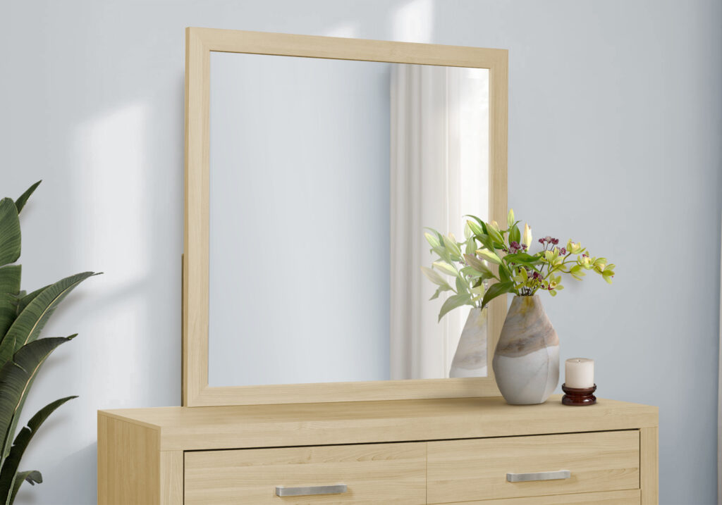 Natural wall mirror finish bedroom set