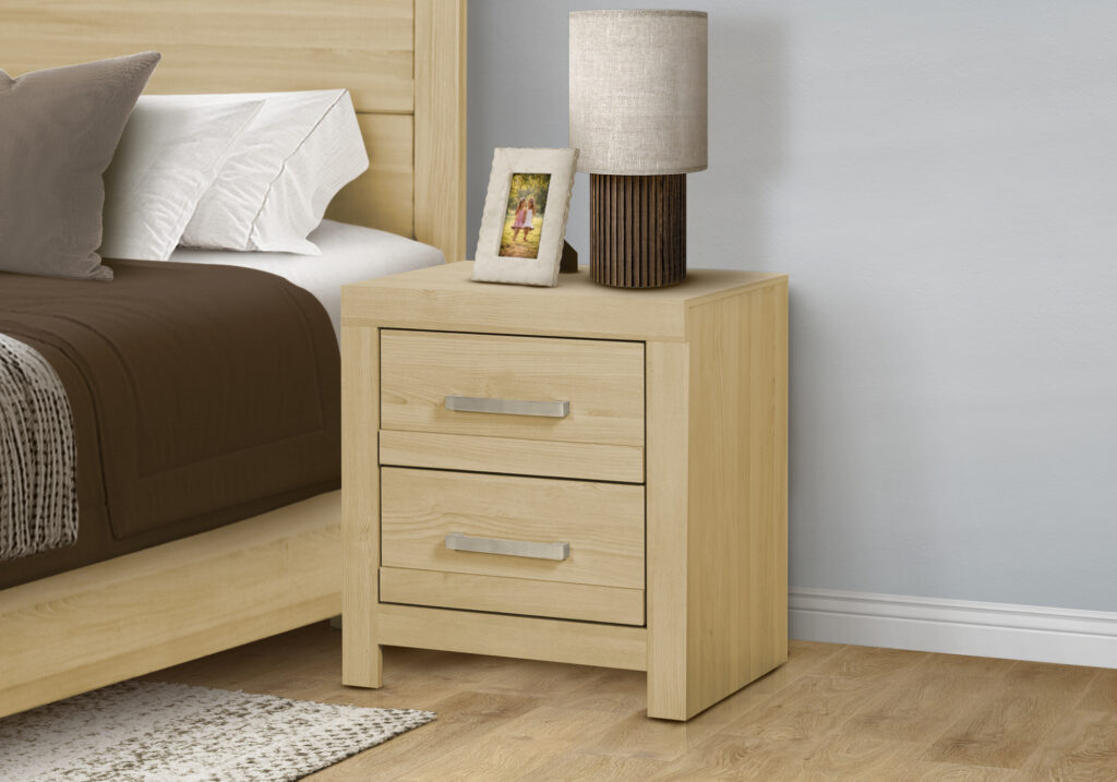 Natural 2 drawer nightstand finish bedroom set