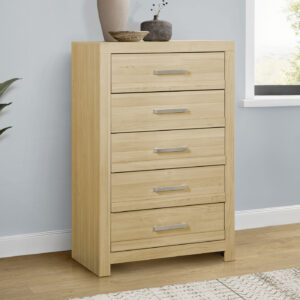 Natural 5 drawer chest finish bedroom set