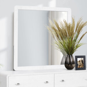 White oak wall mirror finish bedroom set