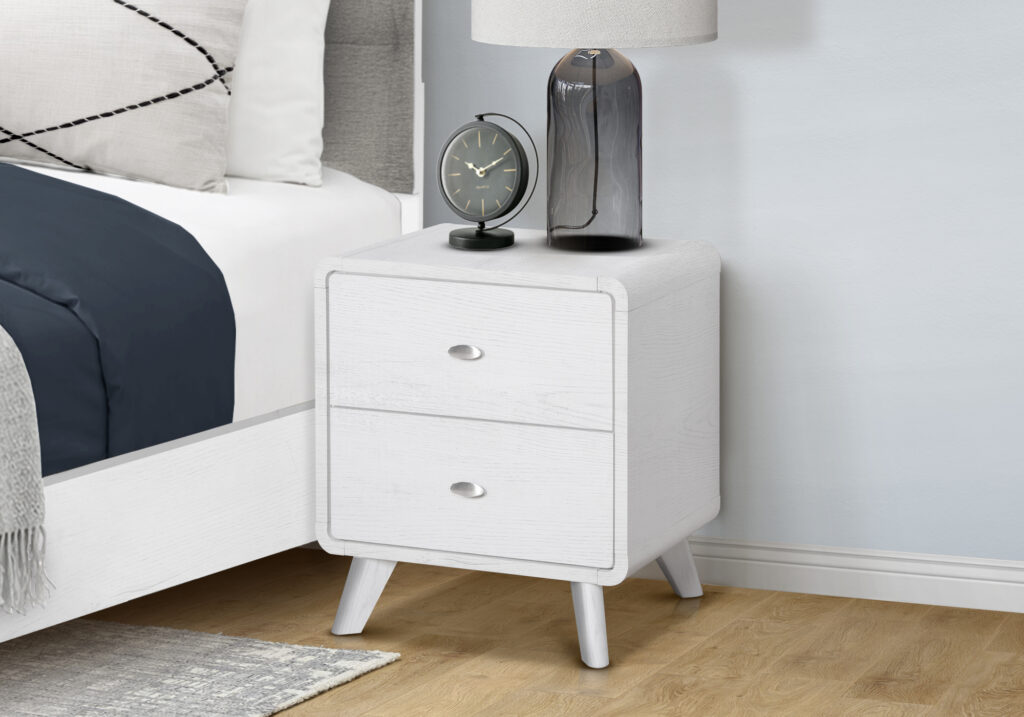 White oak 2 drawer nightstand finish bedroom set