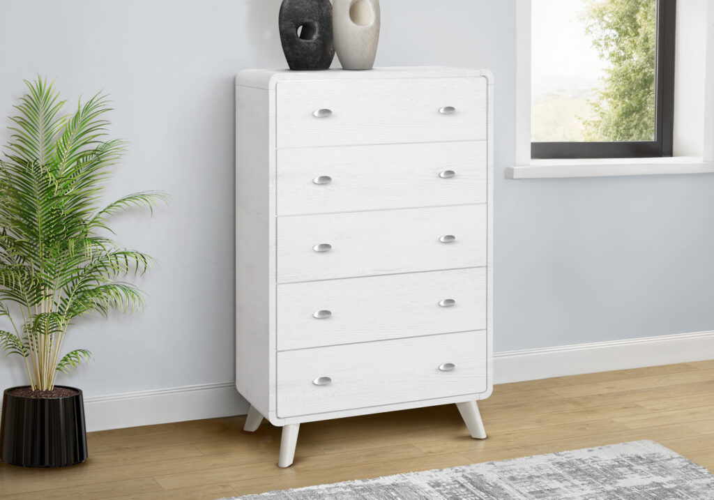 White oak 5 drawer chest finish bedroom set