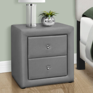 Nightstand, Nightstand, End, Side, Lamp, Storage Drawer, Bedroom, Upholstered, Grey Leather Look, Transitional