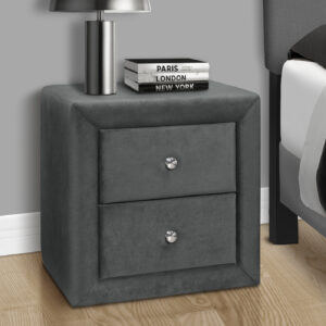 Nightstand, Nightstand, End, Side, Lamp, Storage Drawer, Bedroom, Upholstered, Grey Velvet, Transitional