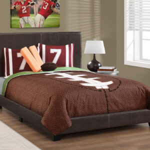 Bed, Full Size, Bedroom, Upholstered, Brown Leather Look, Transitional