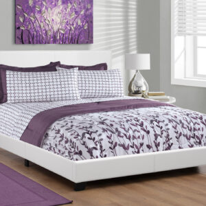 Bed, Queen Size, Bedroom, Upholstered, White Leather Look, Transitional