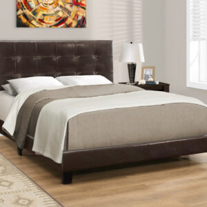 Bed, Queen Size, Bedroom, Upholstered, Brown Leather Look, Transitional