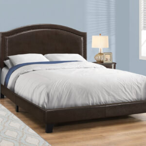 Bed, Queen Size, Bedroom, Upholstered, Brown Leather Look, Transitional