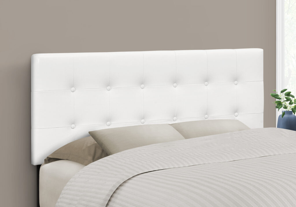 Bed, Headboard Only, Full Size, Bedroom, Upholstered, White Leather Look, Transitional