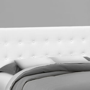 Bed, Headboard Only, Queen Size, Bedroom, Upholstered, White Leather Look, Transitional