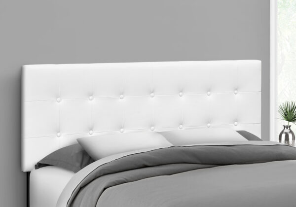 Bed, Headboard Only, Queen Size, Bedroom, Upholstered, White Leather Look, Transitional