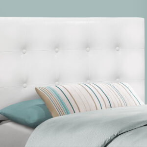 Bed, Headboard Only, Twin Size, Bedroom, Upholstered, White Leather Look, Transitional