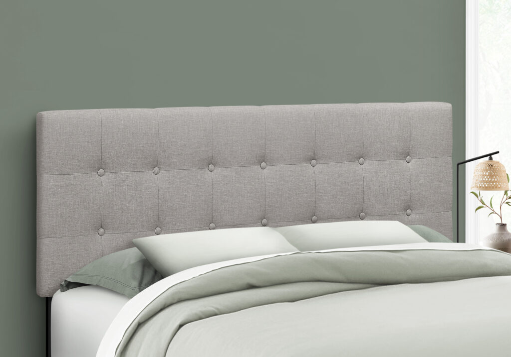Bed, Headboard Only, Queen Size, Bedroom, Upholstered, Grey Linen Look, Transitional