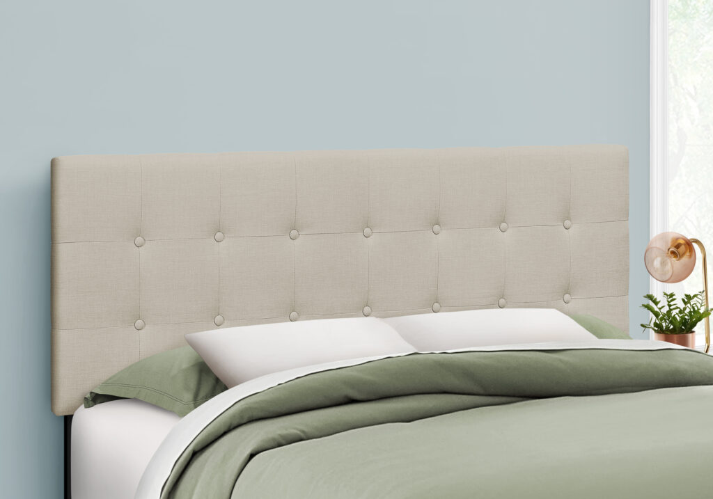 Bed, Headboard Only, Queen Size, Bedroom, Upholstered, Beige Linen Look, Transitional