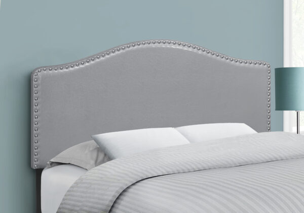 Bed, Headboard Only, Full Size, Bedroom, Upholstered, Grey Leather Look, Transitional