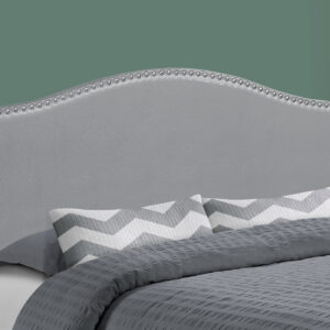 Bed, Headboard Only, Queen Size, Bedroom, Upholstered, Grey Leather Look, Transitional