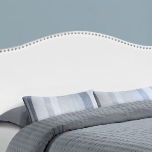 Bed, Headboard Only, Queen Size, Bedroom, Upholstered, White Leather Look, Transitional