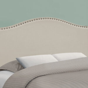 Bed, Headboard Only, Full Size, Bedroom, Upholstered, Beige Linen Look, Transitional