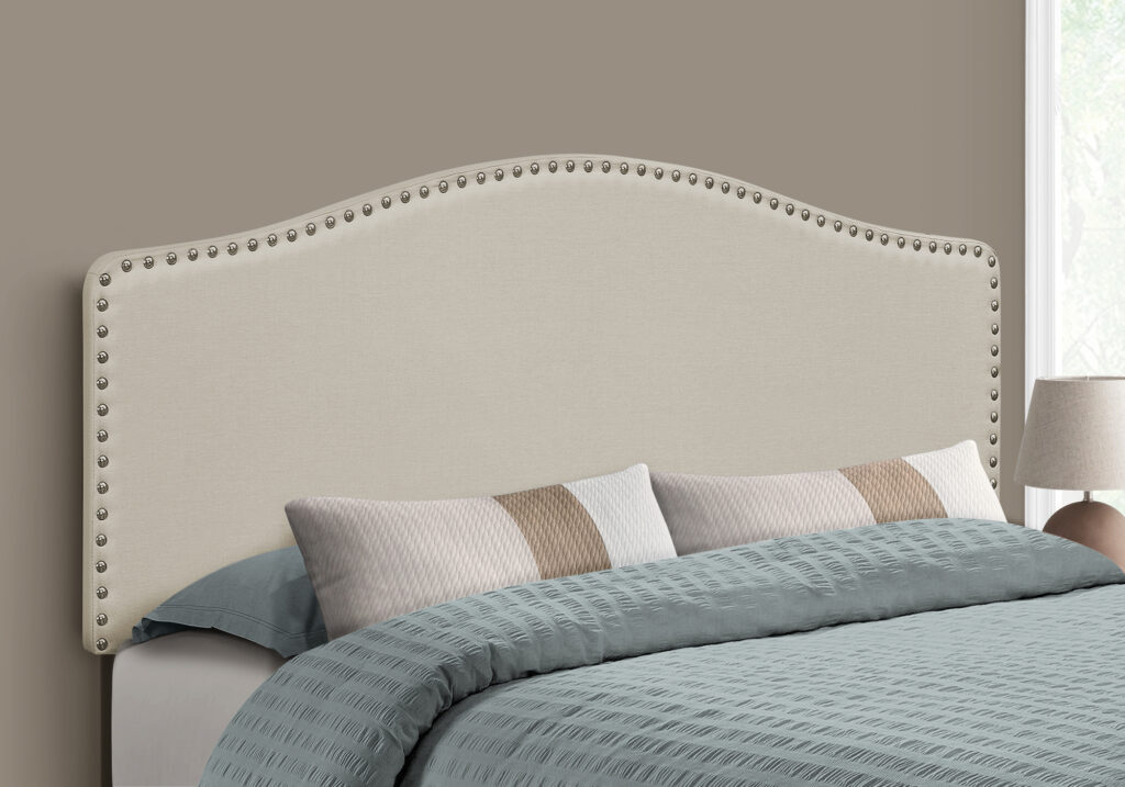 Bed, Headboard Only, Queen Size, Bedroom, Upholstered, Beige Linen Look, Transitional