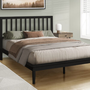 Bed, Platform Bed, Queen Size, Frame Only, Bedroom, Black Wood Frame, Black Wood Legs, Contemporary