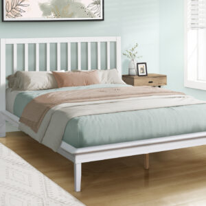 Bed, Platform Bed, Queen Size, Frame Only, Bedroom, White Wood Frame, White Wood Legs, Contemporary, Modern