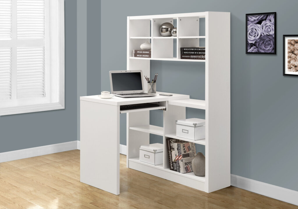 White left or right corner computer desk