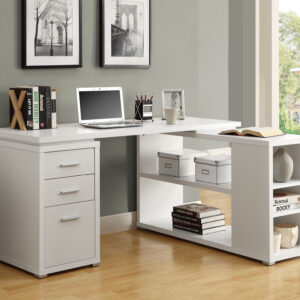 White left or right corner computer desk
