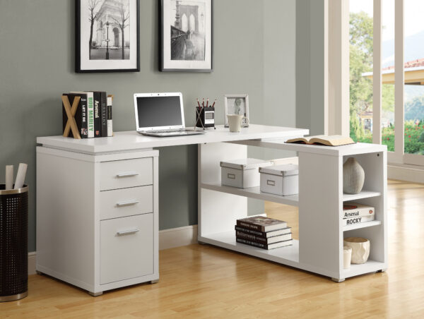 White left or right corner computer desk