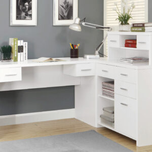 White left or right corner computer desk