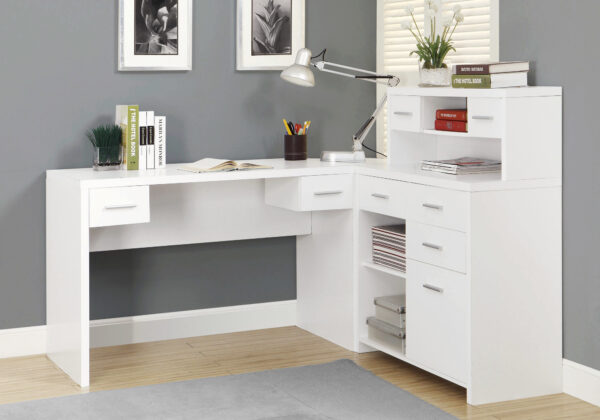 White left or right corner computer desk