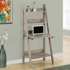 Computer Desk, Home Office, Laptop, Leaning, 61"H, Work, Storage Shelves, Brown Laminate, Contemporary, Modern