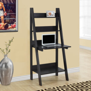 Computer Desk, Home Office, Laptop, Leaning, 61"H, Work, Storage Shelves, Brown Laminate, Contemporary, Modern