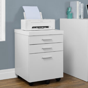 File Cabinet, Rolling Mobile, Storage Drawers, Printer Stand, Office, Work, White Laminate, Contemporary, Modern
