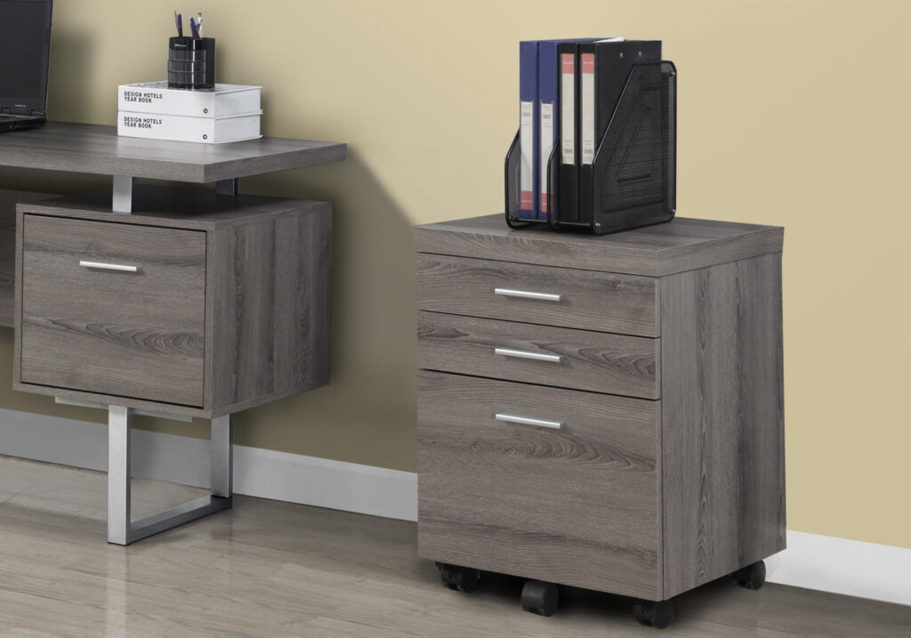File Cabinet, Rolling Mobile, Storage Drawers, Printer Stand, Office, Work, Brown Laminate, Contemporary, Modern