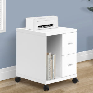 Office, File Cabinet, Printer Cart, Rolling File Cabinet, Mobile, Storage, Work, White Laminate, Contemporary, Modern