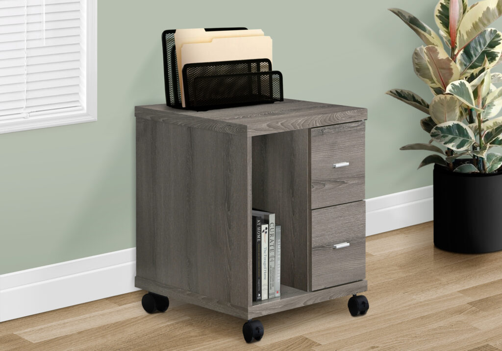 Office, File Cabinet, Printer Cart, Rolling File Cabinet, Mobile, Storage, Work, Brown Laminate, Contemporary, Modern