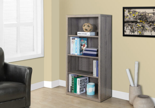 Bookshelf, Bookcase, Etagere, 5 Tier, 48″H, Office, Bedroom, Brown Laminate, Contemporary, Modern