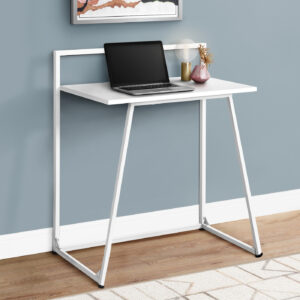 Computer Desk, Home Office, Laptop, 30"L, Work, White Laminate, White Metal, Contemporary, Modern