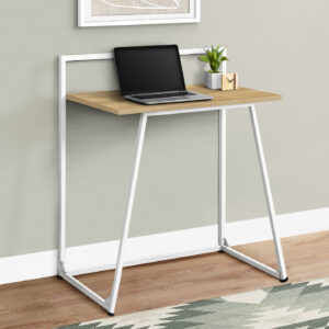 Computer Desk, Home Office, Laptop, 30"L, Work, Natural Laminate, White Metal, Contemporary, Modern