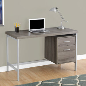 Computer Desk, Home Office, Laptop, Left, Right Set-up, Storage Drawers, 48"L, Work, Brown Laminate, Grey Metal, Contemporary, Modern